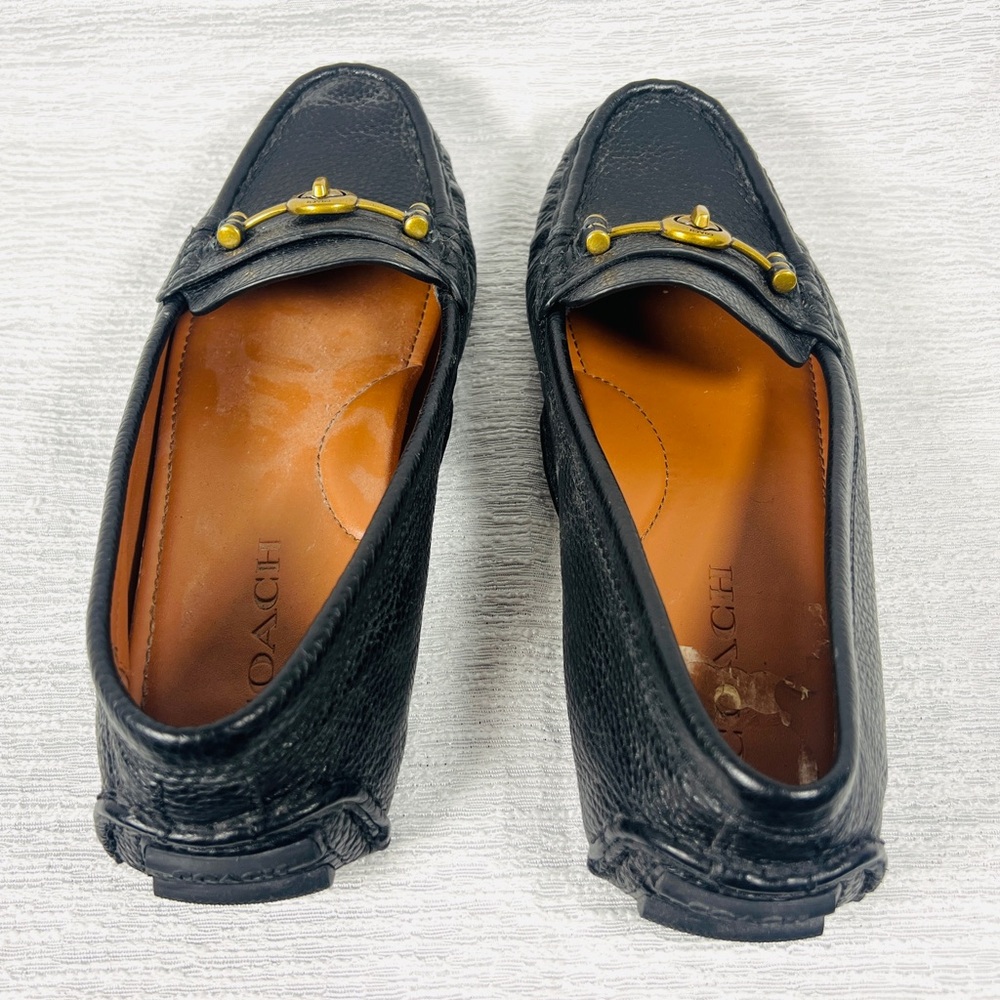 Coach Black Pebble Loafers with Gold Hardware - Picture 5 of 6
